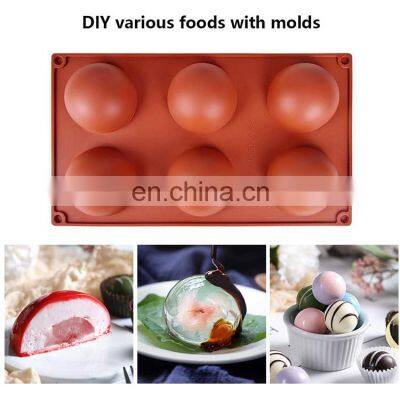 6 Holes Sphere Silicone Bomb Half Circle Baking Mold For Chocolate Cake Jelly Pudding Handmade Soap Round Shape Silicone Mold