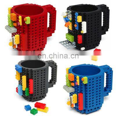 Creative DIY Lego Coffee Mug Travel Cup Kids LEGO Building Blocks Mug Drink Mixing Cup Dinnerware Set for kids