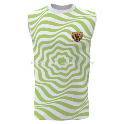 full custom sleeveless polyester t-shirts with white round neck