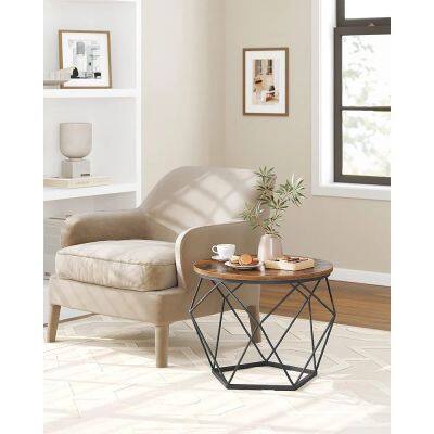 Modern round coffee table living room leisure sofa side table, small apartment low table, small iron table