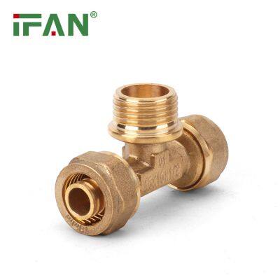 IFAN Manufacturer OEM PEX Brass Compression Fittings Male Tee