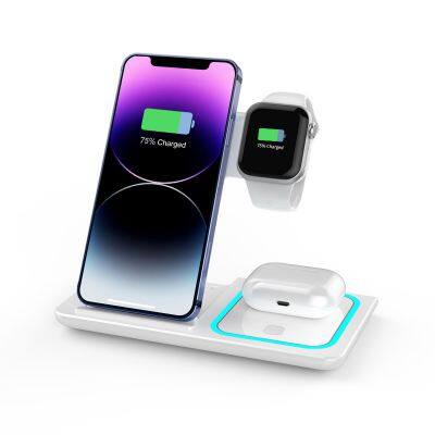 Portable 3 in 1 Foldable Wireless Charging Smartphone Wireless Phone Charger For Smartwatch and Samsung Galaxy