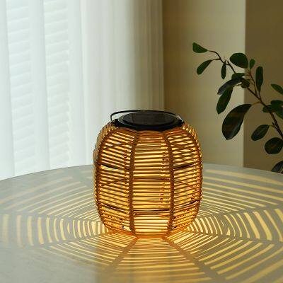 Led Solar Rattan Lanterns Solar Powered Outdoor Waterproof Light For Decor Camping Hanging Lamp Lantern Garden Lights