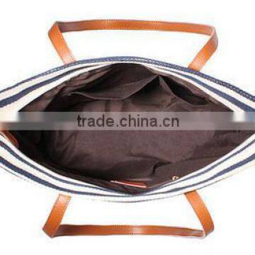 2016 Fashion Stripe Canvas Designer Handbag Ladies Leisure Bag Wholesale photo-3