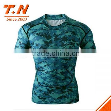 Custom Sublimation Printed Men Short Sleeve Rash Guard Manufacturer