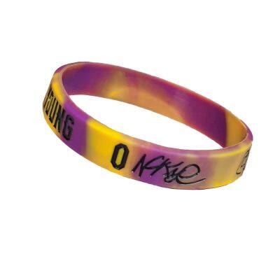 Customized Segmented Debossed Ink Filled No.0 Athlete-Inspired Signature Texture Men's Sports High Quality Silicone Bracelet