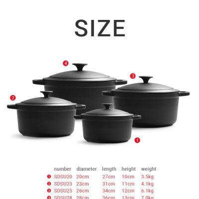 Hot Selling Black Round Camping Saucepan 20/23/26/28 cm Non Stick Cookware Set Cheap Cookware Dutch Oven Cast Iron Stockpot photo-2
