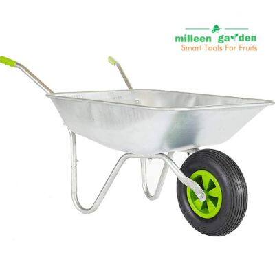 Galvanized Tray Wheel Barrow 85 Liter of Garden Trolley