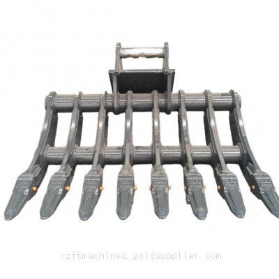 Heavy Duty Hydraulic Root Rake Excavator Attachment Stump Removal Rake Land Clearing Rake for Excavators