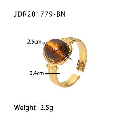 Vintage Gold Plated Stone Rings Set for Women Boho Adjustable Gemstone Stackable Rings Stainless Steel Fashion Jewelry photo-5