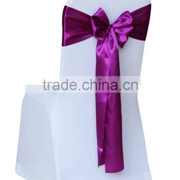 cheap spandex chair cover with plum self-tie chair sash