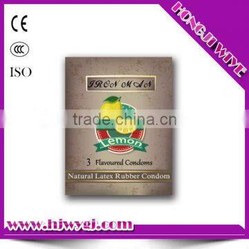 OEM lemon flavored condoms natural latex condoms manufacturer in China
