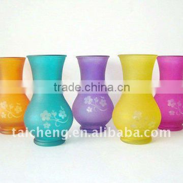 colorful glass vase with frosted surfaceV1002