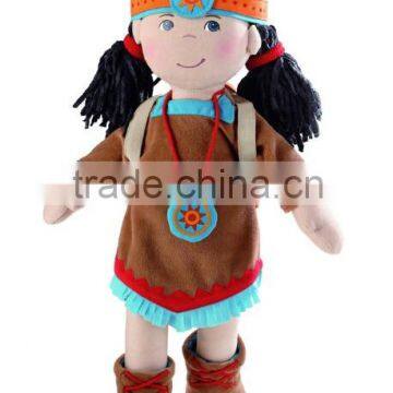 15" American Indian Doll in Skirt/ Plush Rag Doll Carrying Her Baby