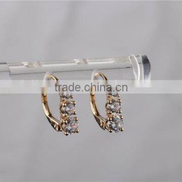 Simple Jewellery Design Lever Back 14k Gold and cz Earrings photo-4