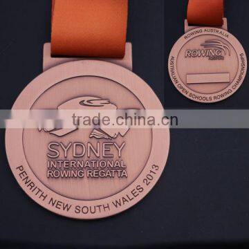 promotional sport medals with ribbon, die cast 3D both side logo, size 2.5 inches