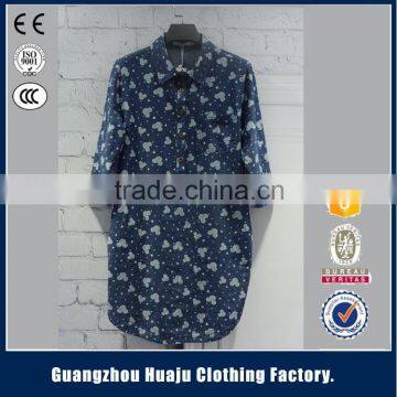 Guangzhou Newest Garment Factory Wholesale Women Denim Shirt Plain Loose Top photo-6