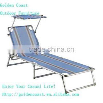 GL-007 Adjustable aluminum folding sun bed with sunshade