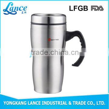 Wholesale customized color double wall travel mug with handle