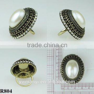 Competitive Price Fashion Ring Jewelry Pearl Antique Gold Ring R804 Supplier's Choice photo-2