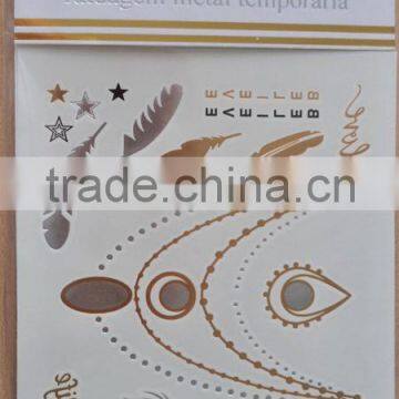 hot sale gold foil flash metallic and silver temporary Tattoos