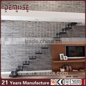 rod railing timber tread straight floating stairs