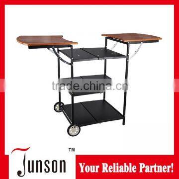 Outdoor folding BBQ trolley with wheel