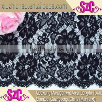 YQS2800 Factory fancy design black eyelash french emboidery polyester rose lace fabric                        
                                                Quality Choice