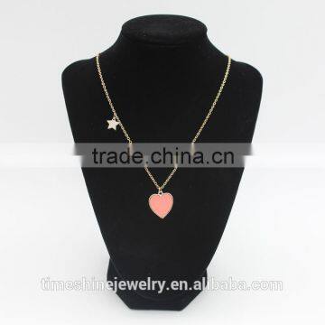Creative Gold Plated Epoxy Heart Shape Short Chain Pendant Necklace