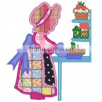 Days of the Week Sue Bonnet Applique Embroidery Designs