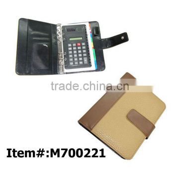 Advertising Printing Leather 6 Ring Binder Agenda With Calculator