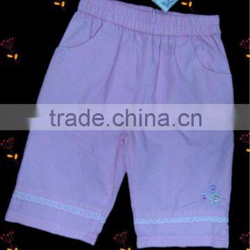 hight quality nice washing children pink poplin soft light pants for summer