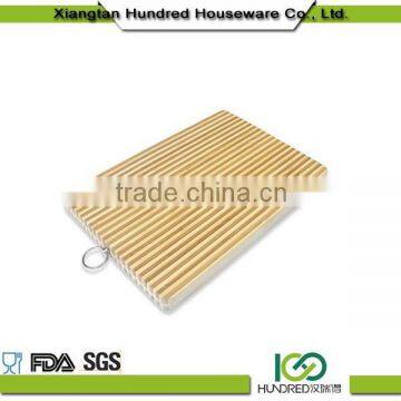 2016 Hot sale Zebra Stripes bamboo cutting Board with metal ring handle cutting board with scale