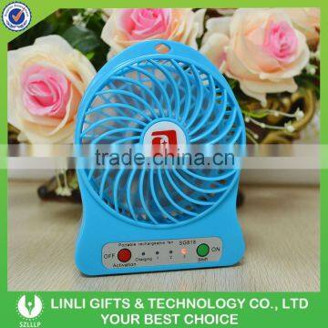 2016 Desk USB Mini Fan Rechargeable Led Plastic Standing Fan With Customized Logo photo-3