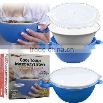 Ceramic cool touch microwave bowl 3 in 1