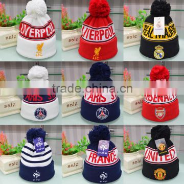 knit hat acrylic women warm winter hat,knitted hat beanies skullies bonnet hat football club