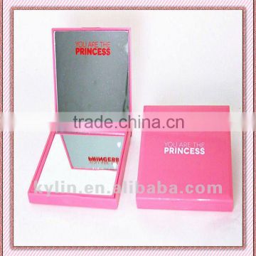 Plastic square double side foldable pocket mirror with LED light