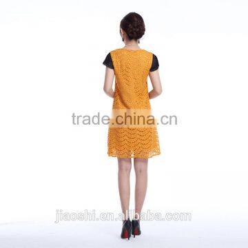 Summer European Style Custom Solid Color Cheap New Fashion Chiffon Maxi Dresses With Lace photo-3