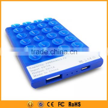 Mini Blue 2400mAh Power Bank With Suction Cups for Smartphone P9