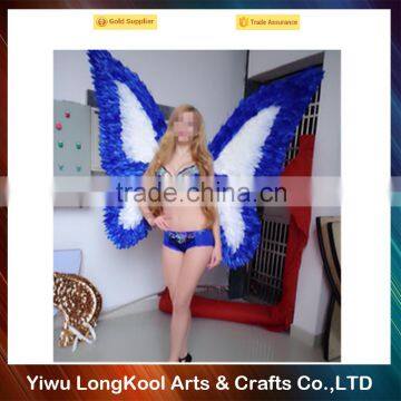 2016 High quality handmade adult feather angel wings blue and white fairy wings