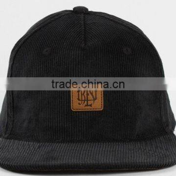 flat brim snapback hat corduroy snapback cap, black snap hat