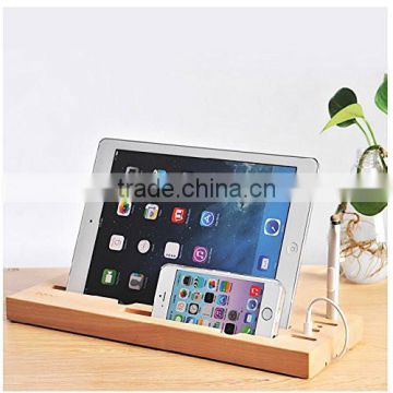 Best-mall Creative 100% Wood Multifunction Desktop Panel Charging Station and Cord Organizer phone stand