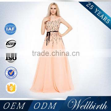 Fashion Design Maxi Sweetheart Peach Crinkle Chiffon Dress