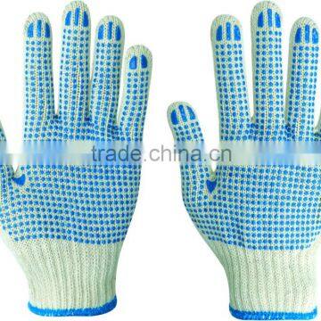 Sales poly/cotton knitted pvc dots glove