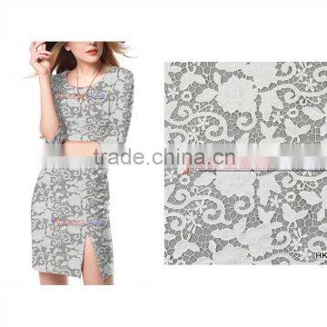 Factory wholesale light gray flower laser cutting embroidery with organza farbric for women's dress with best price