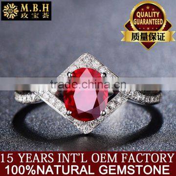 MBH jewellery factory wholesale precious ring 18K gold inlaid diamonds nature red ruby gemstone ring treasure 18k gold jewelry