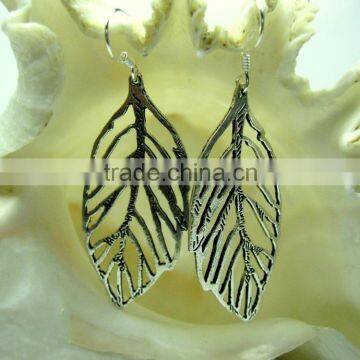 Oxidized Leaf Filigree Designer Sterling Silver Earring Jewelry, Oxidized 925 Sterling Silver Jewelry photo-4