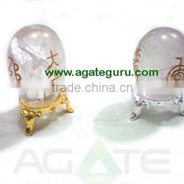 Crystal Quartz Engrave USAI Reiki Eggs : Wholesale Gemstone