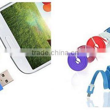 colorful universal wide noodel 1m 2m 3m Data sync & charging micro USB cable