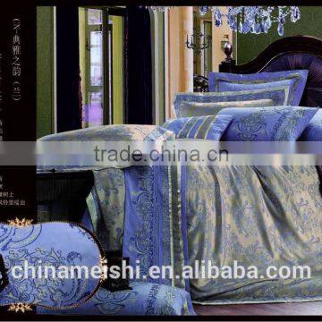 luxury rayon silk jacquard bedding set with embroidered flange
